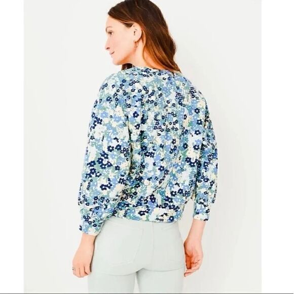 Ann Taylor Petite Floral Puff Sleeve Sweatshirt - Picture 8 of 8